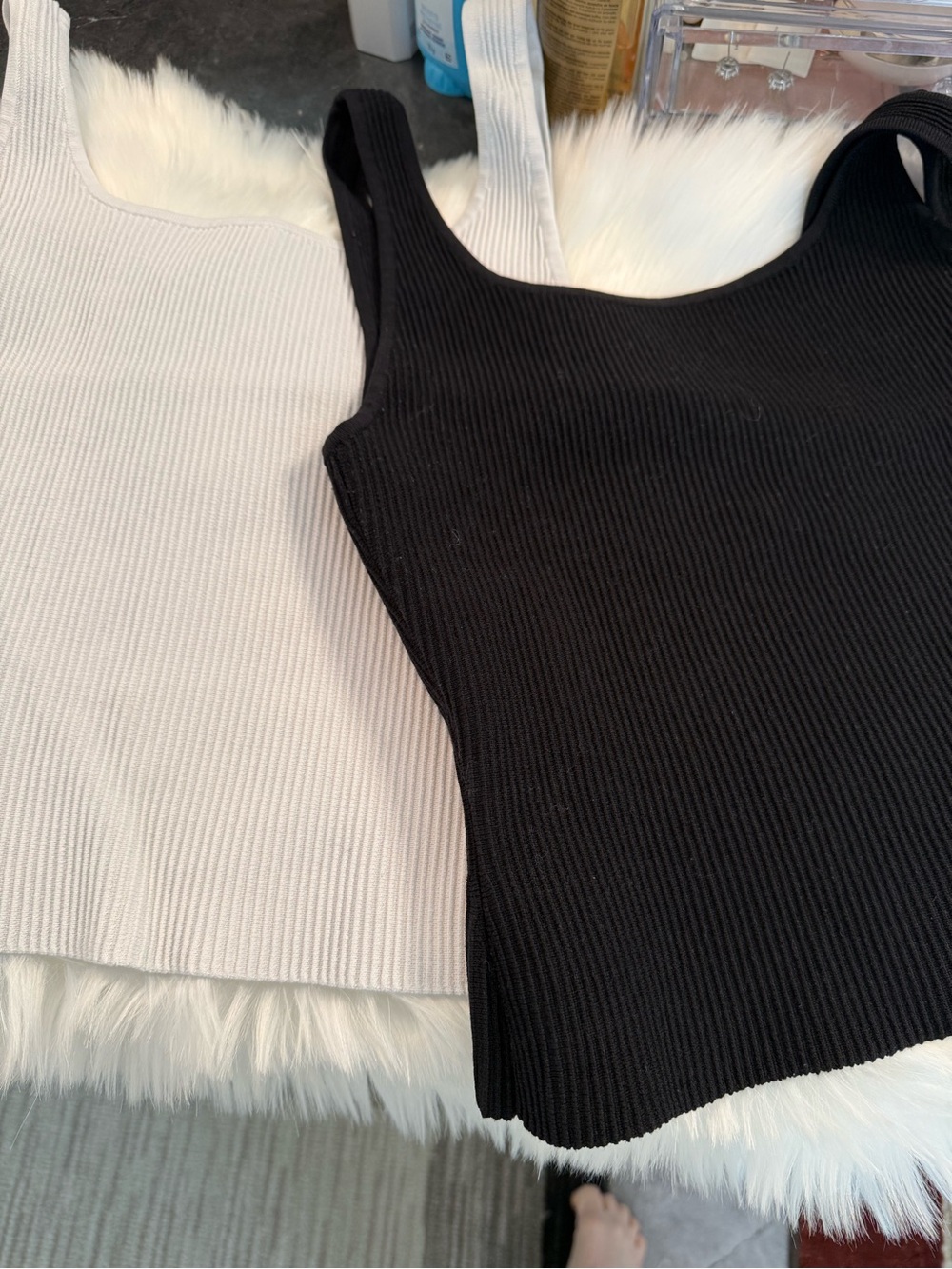 Babaton Ribbed Tank Top in Black & White
